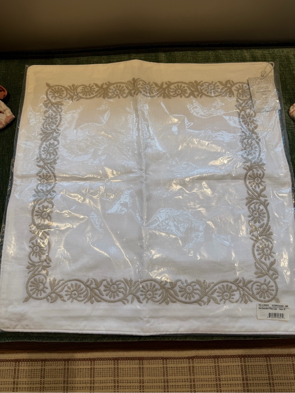NWT Boll & Branch White Embroidered 20x20 Pillow Sham